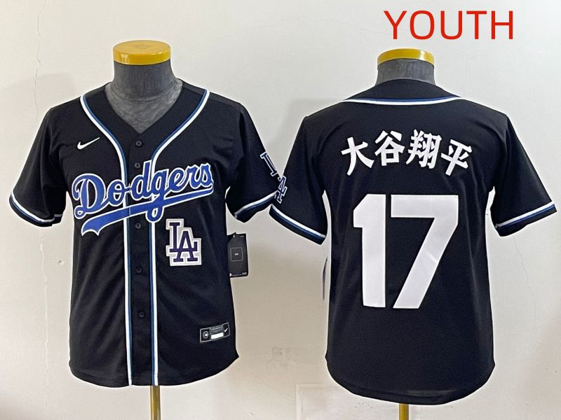 Youth 2025 Los Angeles Dodgers 17 Ohtani Black Three generations Fashion Nike MLB Jersey style 24
